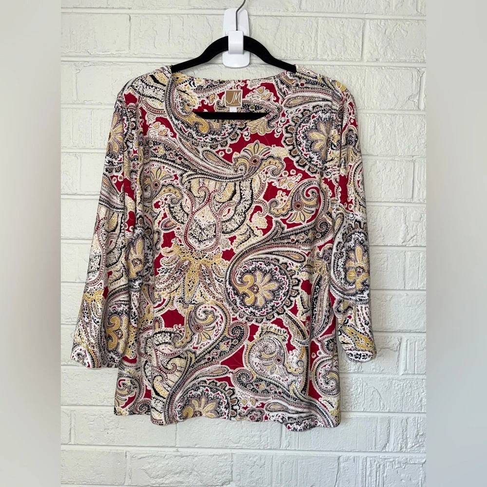 JM Collection women’s Sz L Blouse Shirt Top Mature ✨ - Picture 1 of 9